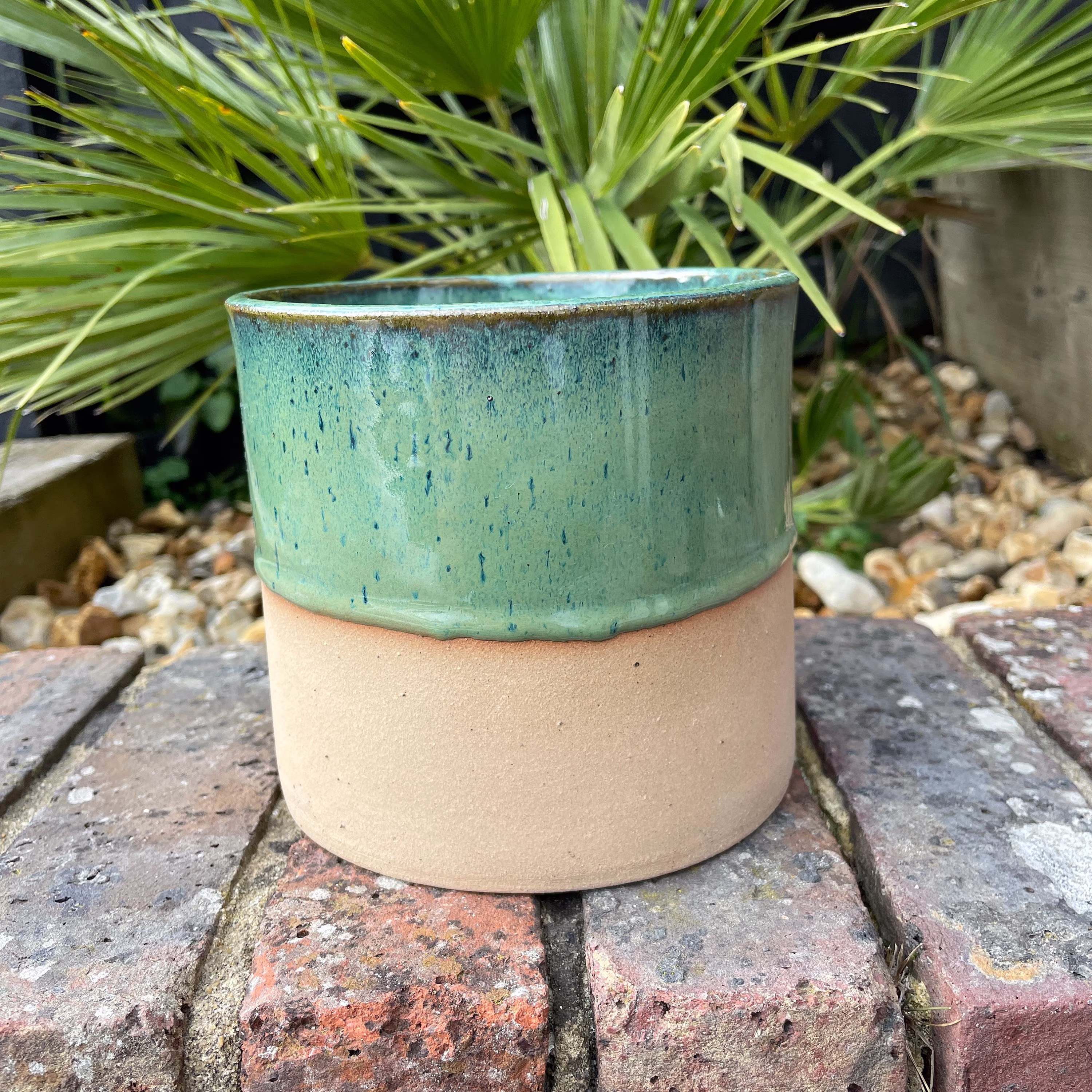 Turquoise Ceramic Planter, Indoor Plant Pot - Ready To Ship