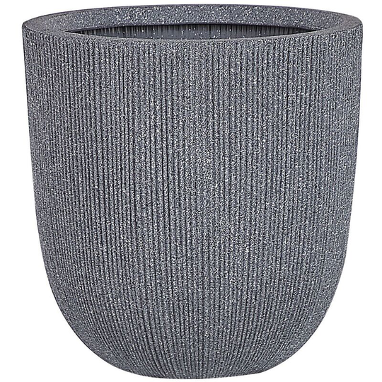Beliani - Plant Pot Planter Polyresin Natural Raw Garden Patio Grey Small Abdera - Grey