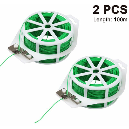 2pcs 328ft (100m) Twist Ties,Green Coated Garden Plant Ties with Cutter for Gardening and Office Organization, Home