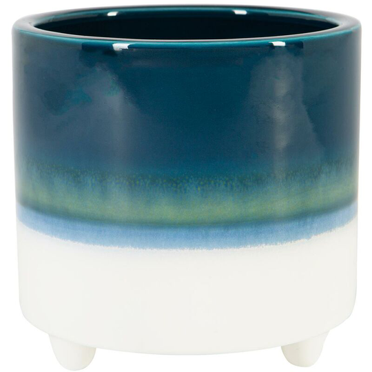 Reactive Glaze Footed Plant Pot - 14cm - Navy - Nicola Spring
