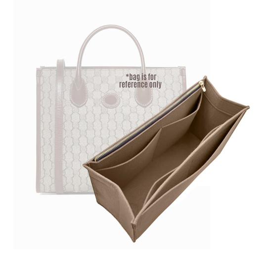 Gg Small Tote Bag Organizer/Insert Customizable Handmade Felt Premium Liner Protector With Zipper Pocket Snug Sturdy Ipad