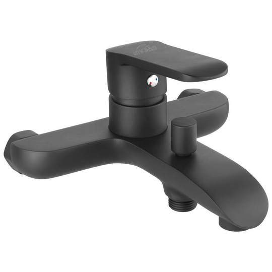Invena - Bathroom Bath Wall Mounted Mixer Single Lever Tap Black Powder Coated Brass