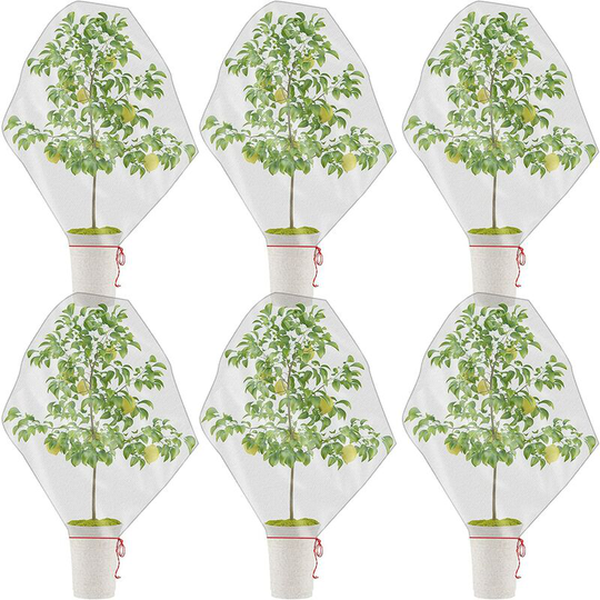 6 Pcs Garden Plant Fruits 0.8*0.8m Netting Insect Bird Barrier Mesh Protection Netting Covers Bags with Drawstring Fruit Tree Flower Vegetables Net
