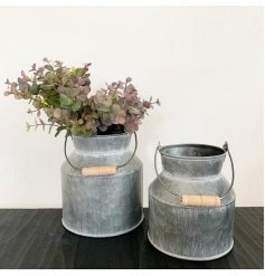 Decorative Milk Churn Zinc Metal. Small Vintage Style Planter