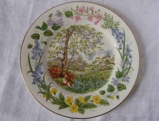 Coalport "Woodland Seasons' Collectors' Plate "Spring' Hare Bluebells Violets Primroses Landscape 9