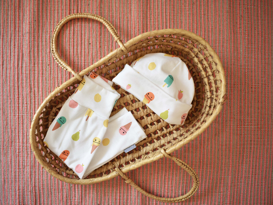 Baby Organic Cotton Hat Ice Cream | Reversible Beanie Jersey For Baby Organic Children's With Envelope