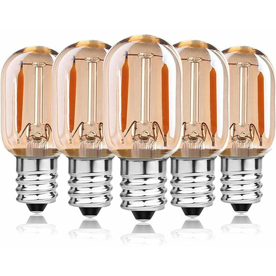 Monly - 5 Pack E14 led Filament Light Bulbs 1W Equivalent to 10W T22 for Oven, Hood, Fridge, Crystal Chandelier, Salt Lamp, Children's Night Light,