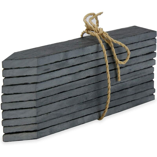 Perle Rare - Set of 10 Slate Garden Markers and Chalks | Garden Plant Labels | Herb Markers | Greenhouse accessories | Garden stakes | Outdoor board |