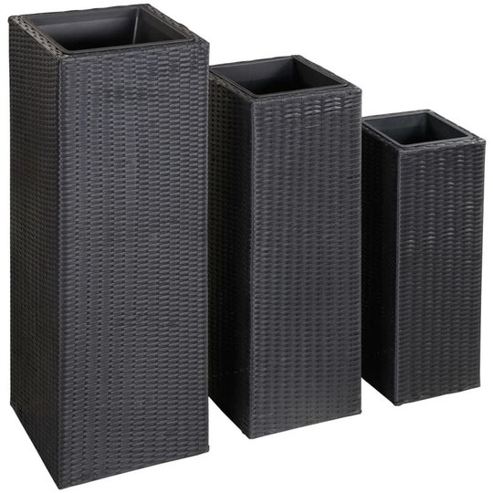 Vidaxl - Garden Raised Beds 3 pcs Poly Rattan Black Black