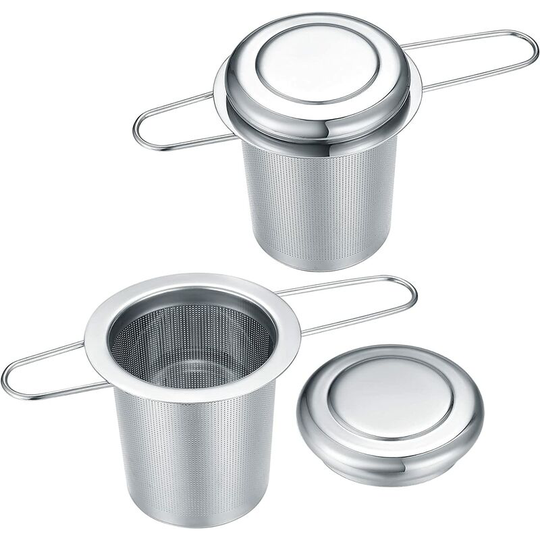 Pieces Tea Filter, Stainless Steel Tea Infuser, Universal Handle Tea Strainer with Lid, for Teapot, Mug, Cup, Bottle
