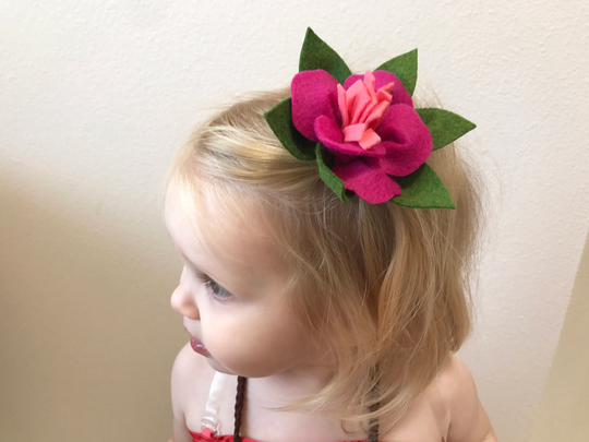 Baby Moana Flower Clip, Toddler, Hibiscus Flower Clip, Felt Flower, Character Dress Up Day