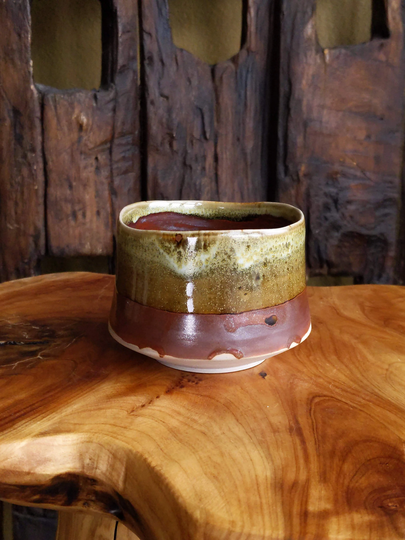 Handmade Textured Ceramic Tea Bowl - Dust Tenmoku Slip Decoration Wabi-Sabi Matcha Chawan Stoneware One-Of-A-Kind Artwork Coffee Cup