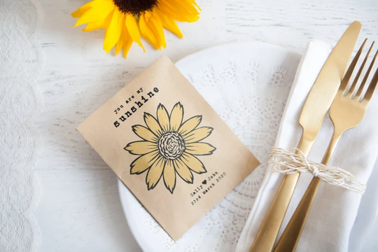 10 Sunflower Personalised Seed Packet Favours