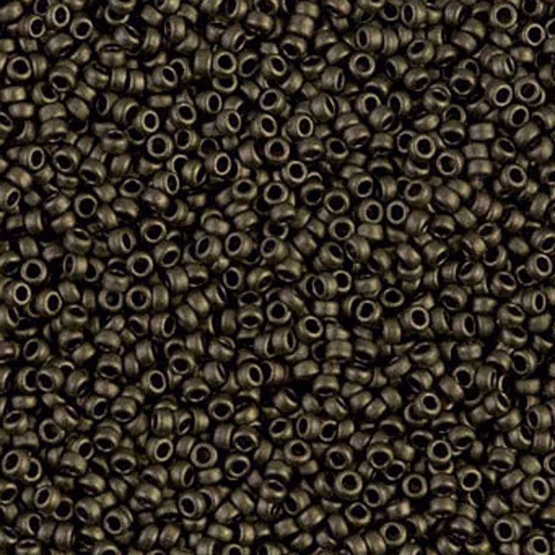 Seed Beads-15/0 Round-2004 Matte Metallic Dark Olive-Miyuki-7 Grams