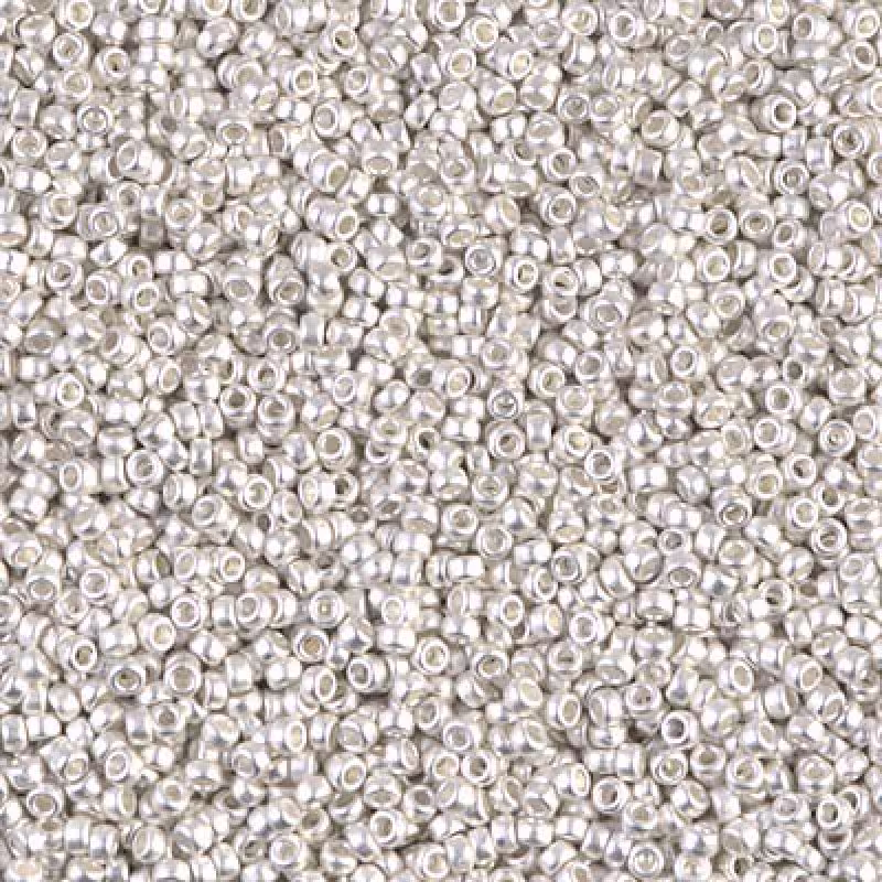 Miyuki Seed Beads 15/0, 0961F - Matted Bright Sterling Plated, 2 Gr