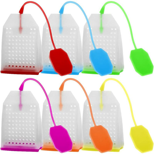 6 Pack Removable Silicone Tea Infusers Safe Reusable Loose Leaf Tea Bag Strainer Filter with Six Colors