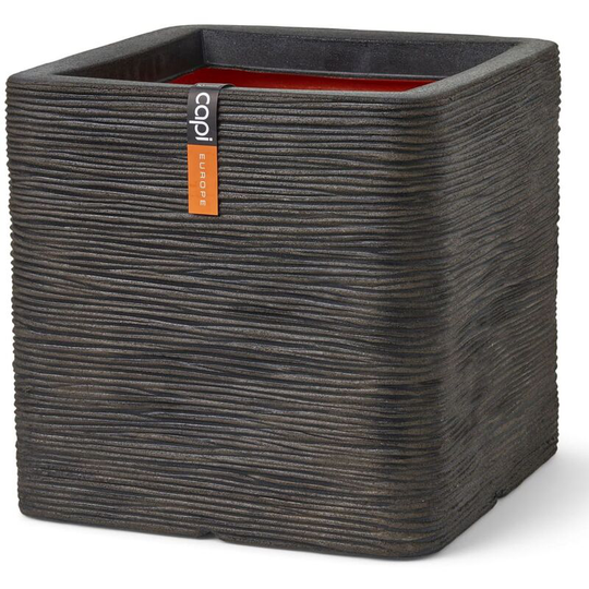 Planter Nature Rib Square 40x40x40 cm Dark Brown Capi Brown