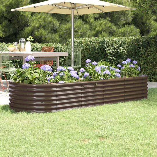Garden Planter Powder-coated Steel 224x80x36 cm Brown