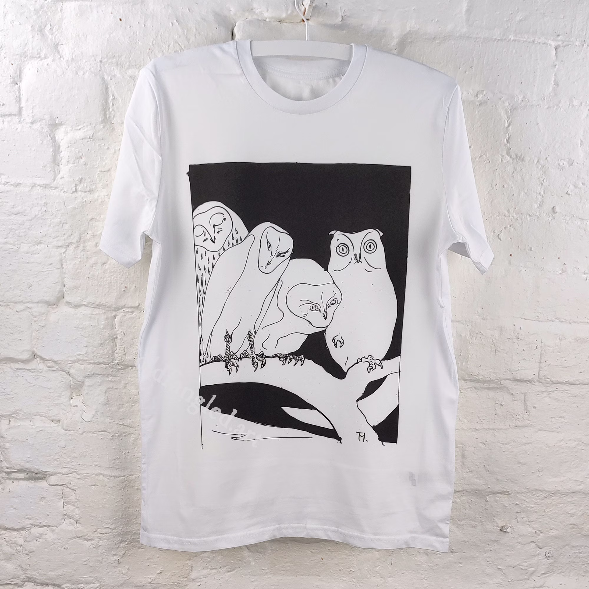 Owls On A Branch | 1873 - Unisex Organic T-Shirt, Vintage Style Art T-Shirt