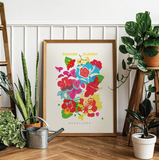 Summer Garden Bangalore Illustrated Art Print