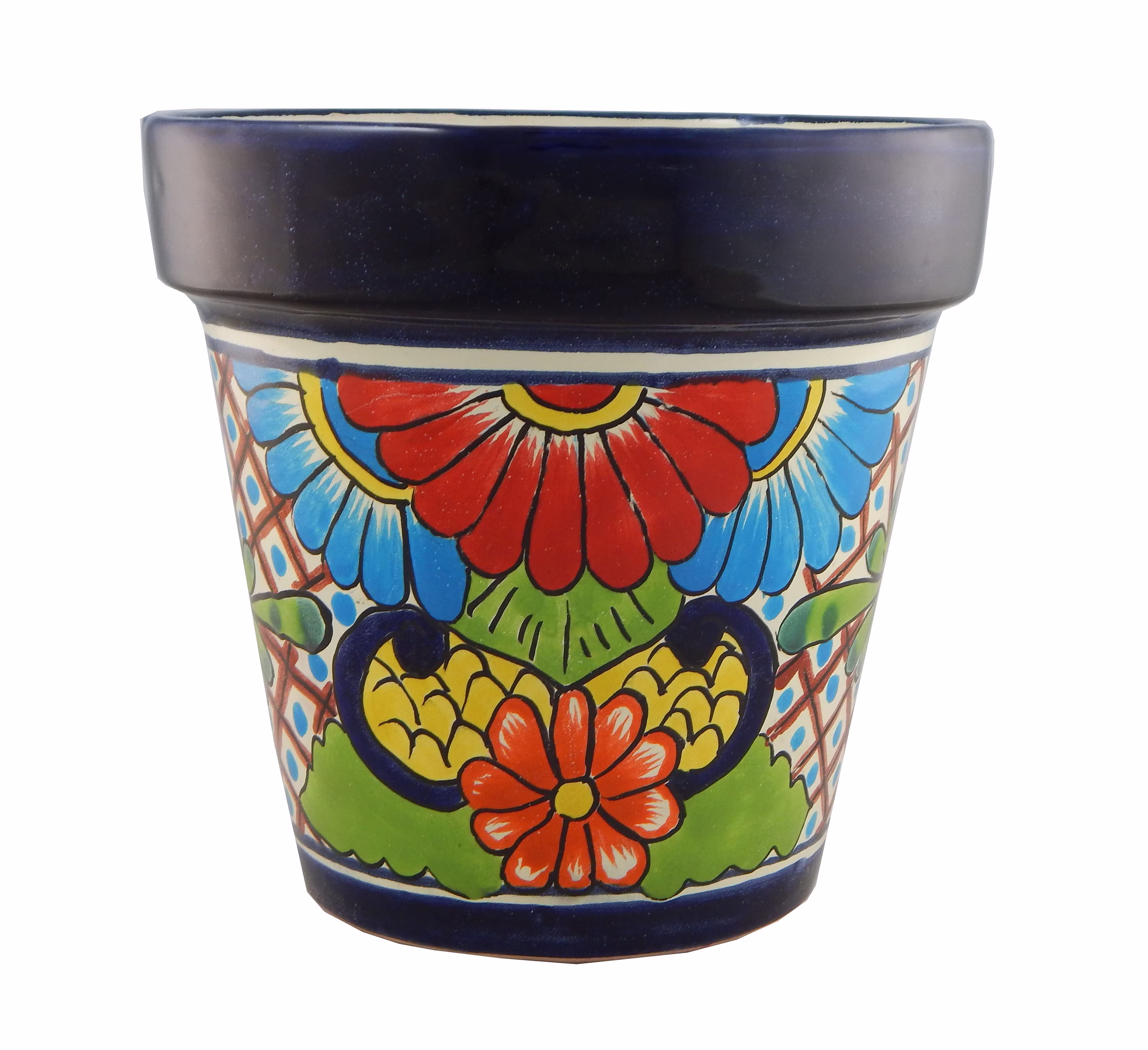 Mexican Ceramic Flower Pot Planter Folk Art Pottery Handmade Talavera # 28