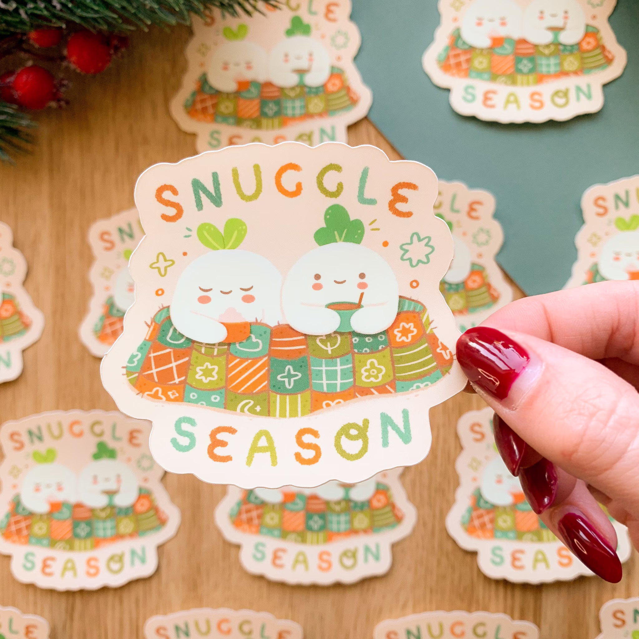 Snuggle Season Matte Vinyl Sticker // Digital Art, Stickers, Stationary, Kawaii, Autumn, Halloween, Pumpkins