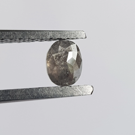 4.8mm/0.49Ctw Clear Black/Grey Salt & Pepper Oval Shaped Rose Cut Loose Diamond, Faceted Diamond For Ring, Dds739/17