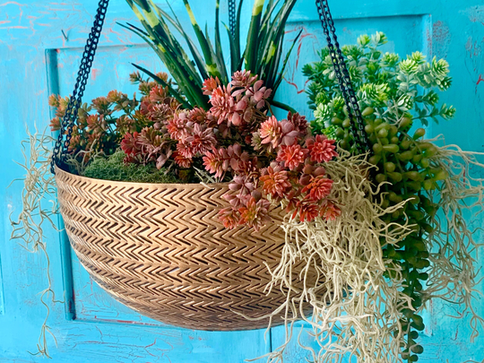 Brass Rattan Hanging Planter Ltzaf139