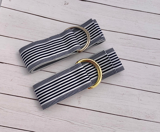 Women's Black & White Striped Grosgrain Ribbon Belt, Spring Summer Gold Or Silver Hardware, All Season Gift For Her