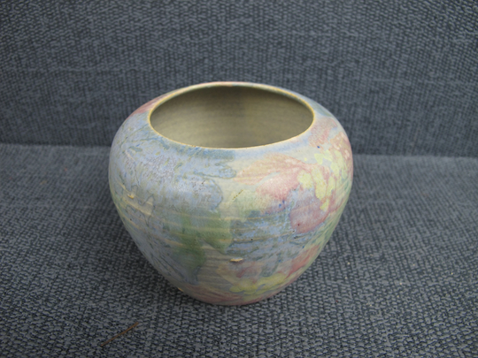 Vintage Small Ceramic Pot Or Planter. Muted Shades Of Pink, Blue & Yellow Flowers. 3 Inches High | 7.5cm Cactus Succulent
