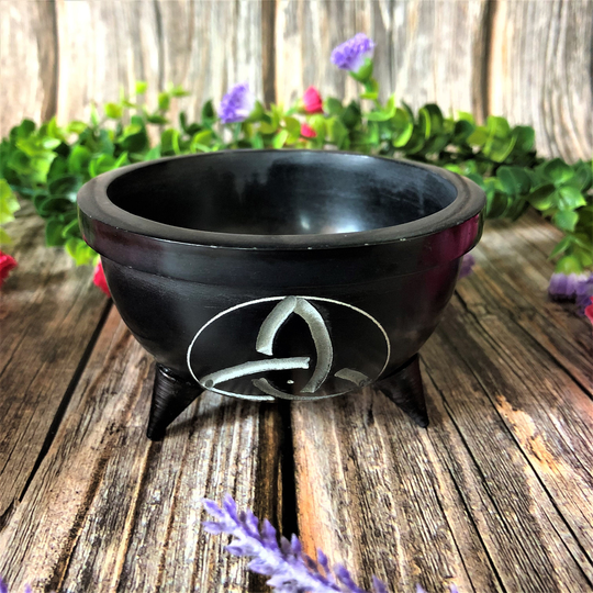 Soapstone Bowl With Triquetra Design - Incense Smudge