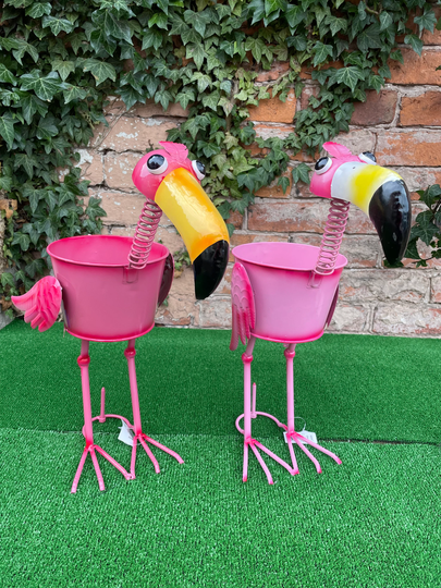 Flamingo Metal Planters Flower Pots Plant Stand Outdoor Indoor Ornament Pot Statue Handmade Gift