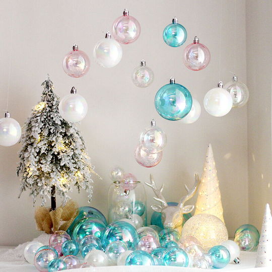 Thsinde - pet magic color transparent ball Christmas tree decoration ins cake wishing ball plug-in decoration colorful powder