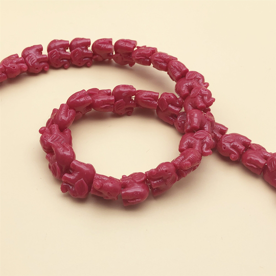 30Pcs 11x14mm Fuchsia Resin Coral Powder Elephant Beads , Elephant Charms, Yoga