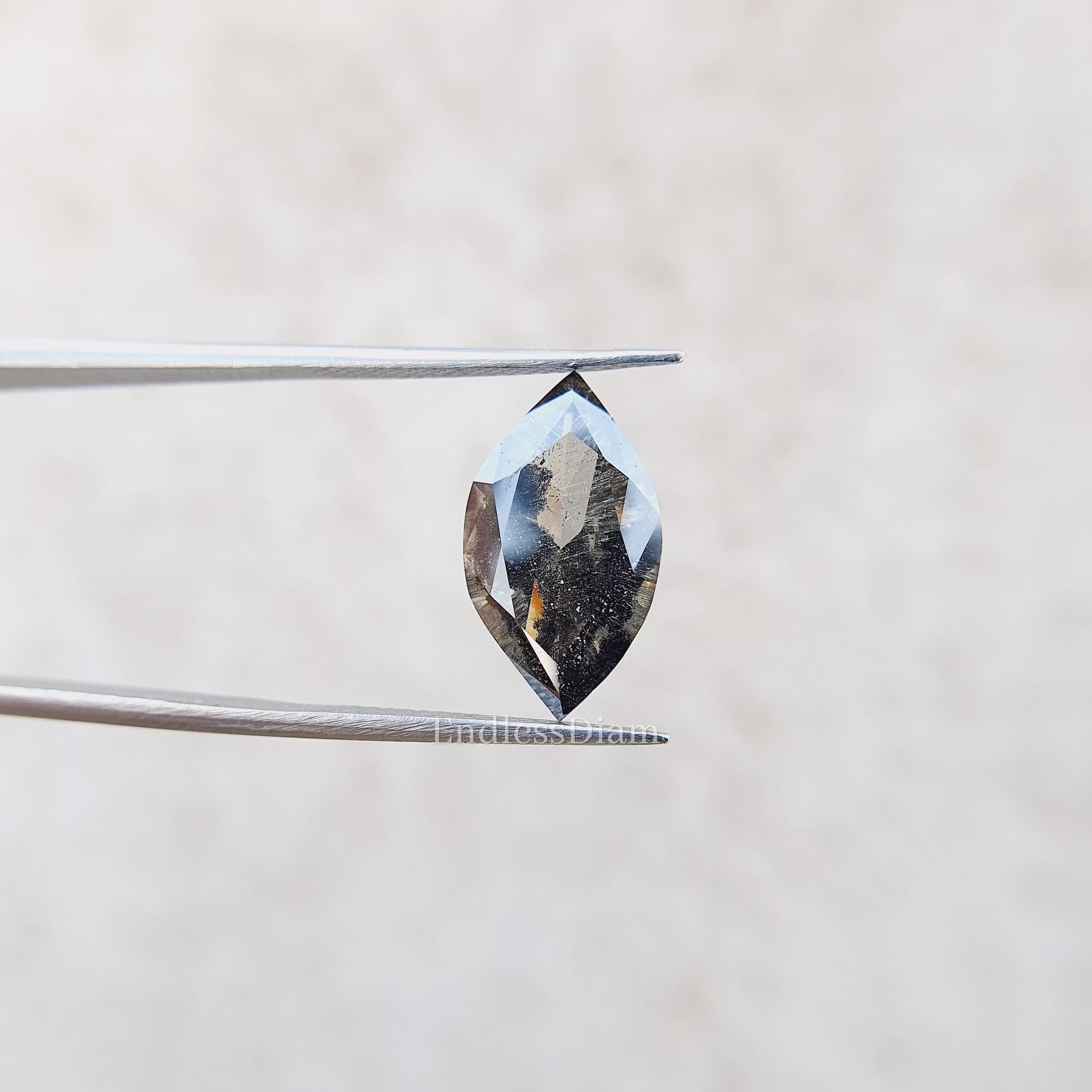 2.69Ct Marquise Cut Salt & Pepper Loose Moissanite, Black Diamond For Engagement Ring, Custom Gift Her