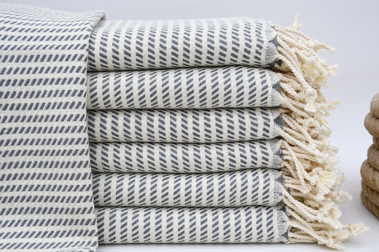 Kitchen Towel, Turkish Hand Organic Small Dish Gray 18"x40