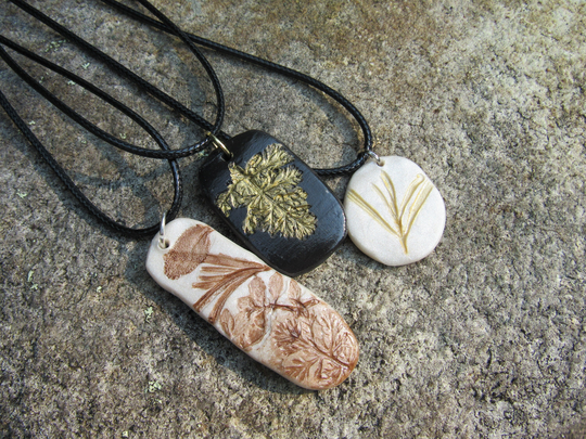 Clay Herb Plant Impression Necklace