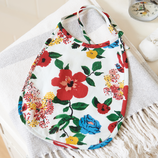 Cotton Hibiscus Flower Fabric Bib