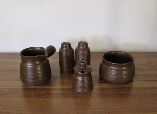Vintage Condiment Set Old Salt & Pepper Pots Sugar Milk Jug Pickle Pot Shakers Boho Tableware
