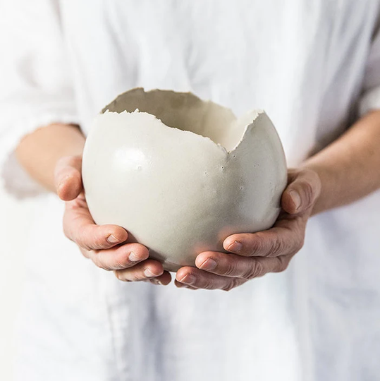Large White Ceramic Planter For Succulent Or Flowers, Egg Shape Vase, Wedding Gift, Contemporary Indoor Plant Round Pot