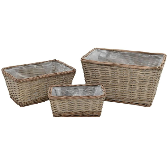 Devenirriche - Raised Bed 3 pcs Wicker with pe Lining - Brown
