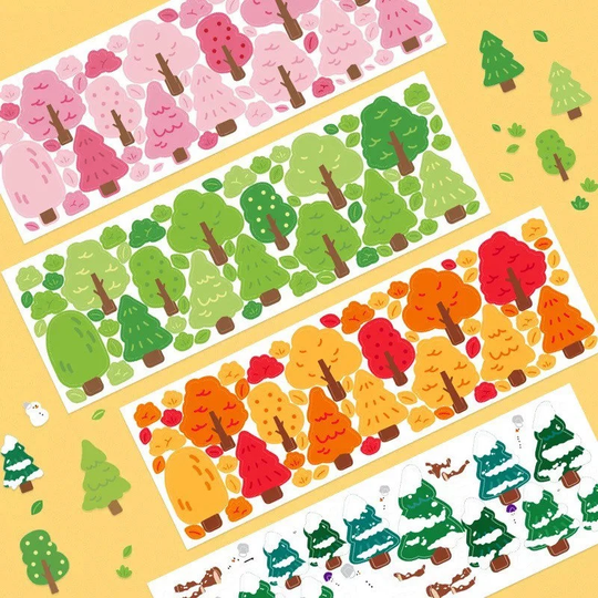 All Season Trees Sticker Sheet, Tree Stickers, Fall Summer Spring Winter Stickers