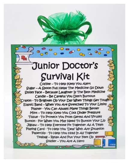 Junior Doctor's Survival Kit - Fun Novelty Gift & Card Alternative/Present Birthday Greeting Cards Unique Secret Santa