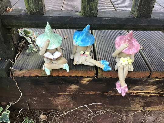 Shy Fairy Figurine, Set Of 3 Garden Plant Pot Ornaments, My Miniatures