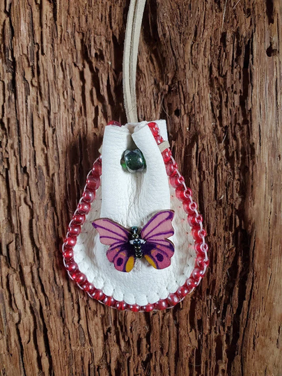 Pink Butterfly Drawstring Pouch