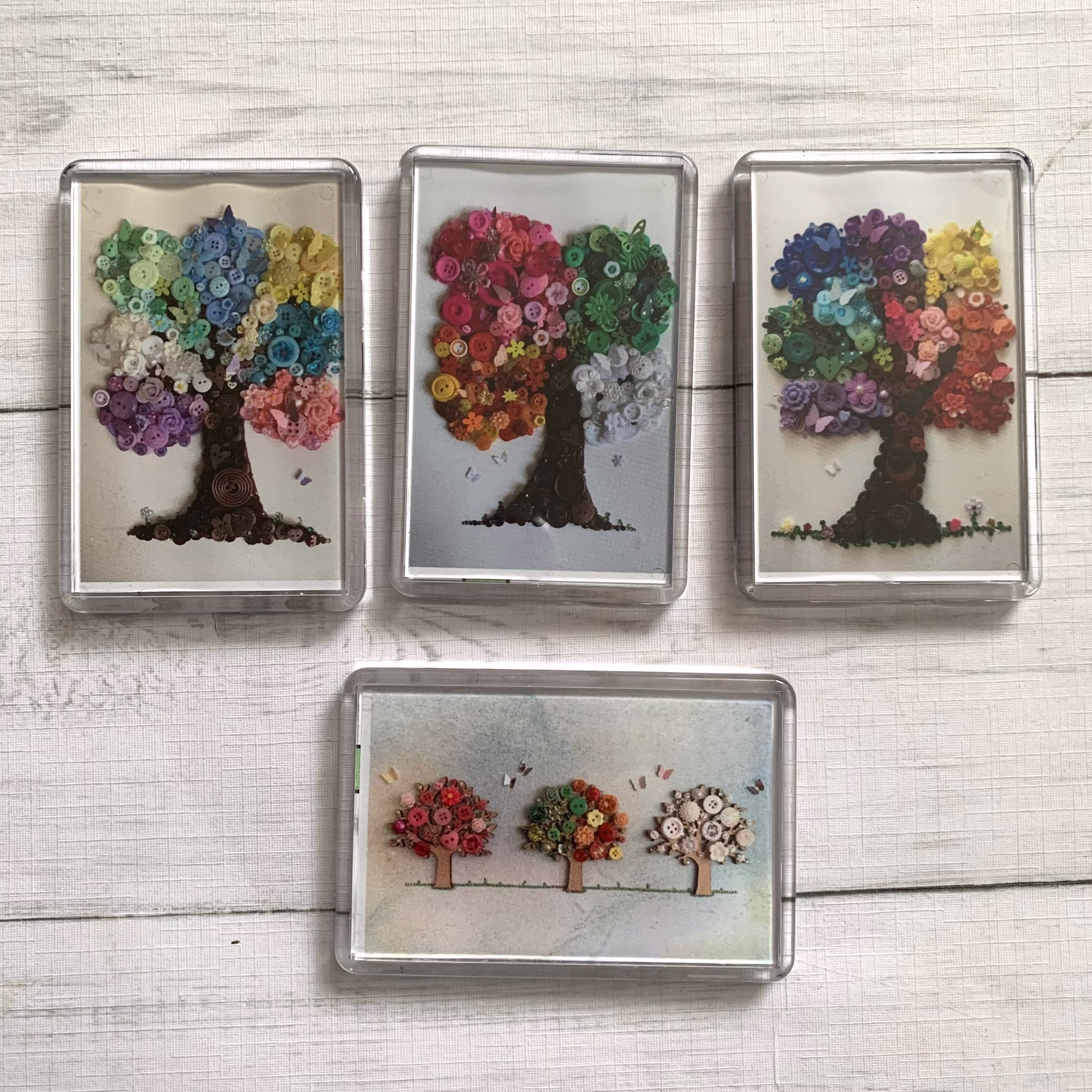 Printed Individual Mini Tree Acrylic Magnet, Rainbow Fridge Season Decor Art Gift, Cute Magnet