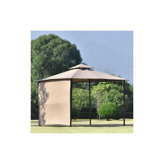 Radelldar - Patio Gazebo, Wide Covered Area, with a Side Panel, Powder-Coated Steel, Robust Roof with Water-Repellent Coating, 180g/m² Outdoor Shade