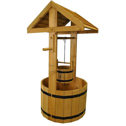 Selections - Large Wooden Wishing Well Garden Planter