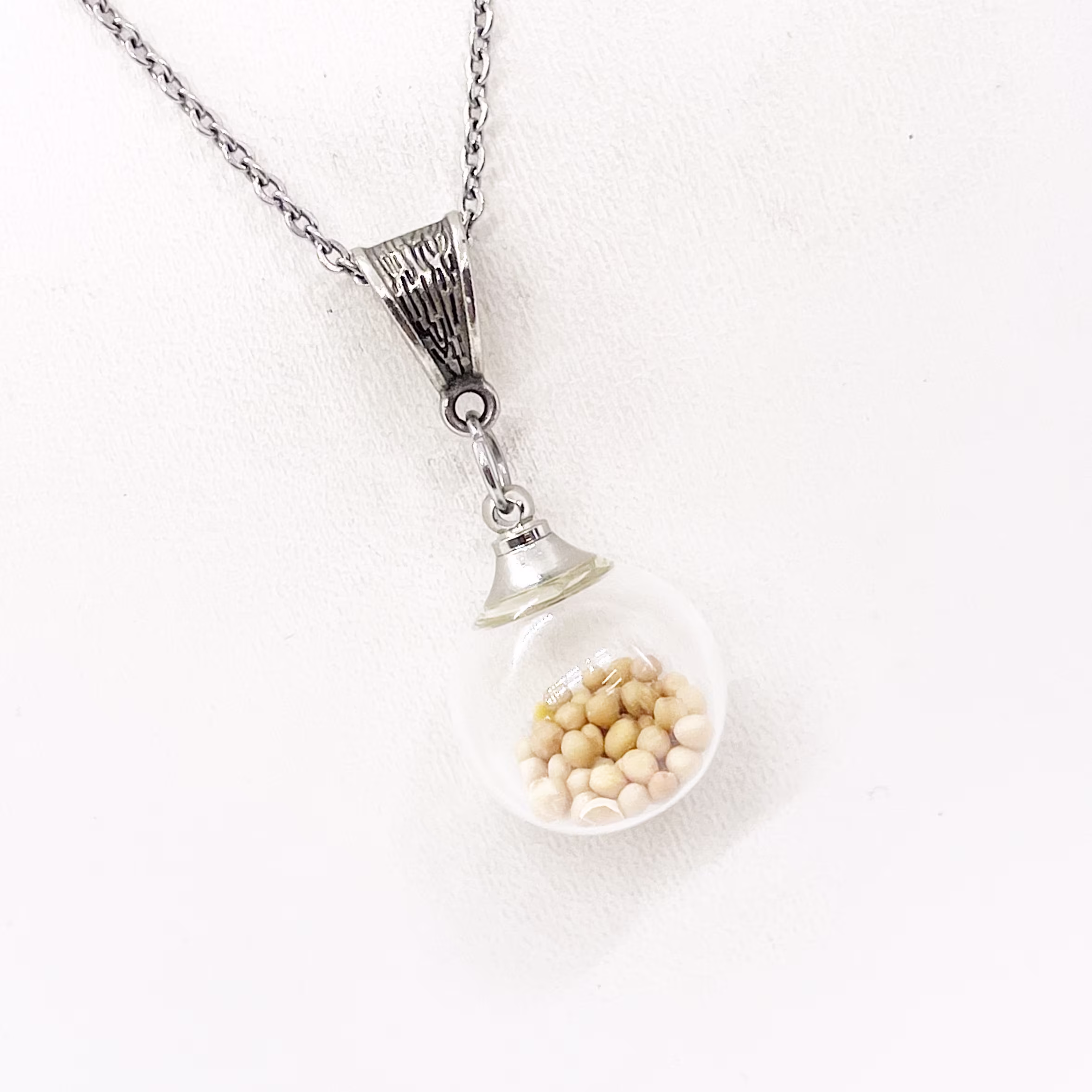Faith Jewelry, Mustard Seed Glass Ball Necklace, Scripture Matthew 17 20