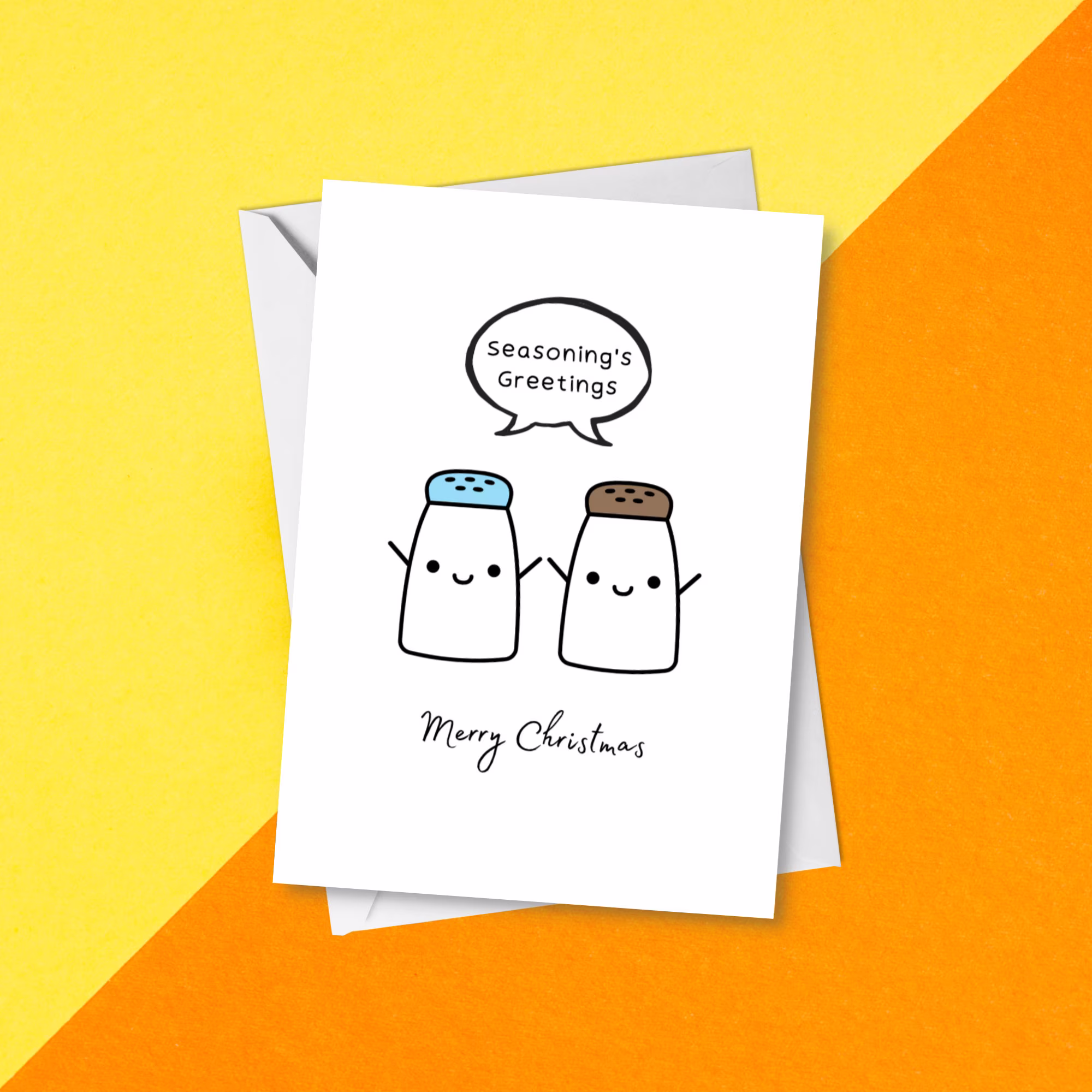 Seasoning's Greetings Funny Christmas Card | Fun Festive Pun Salt & Pepper Holidays Cute Xmas Tis The Season